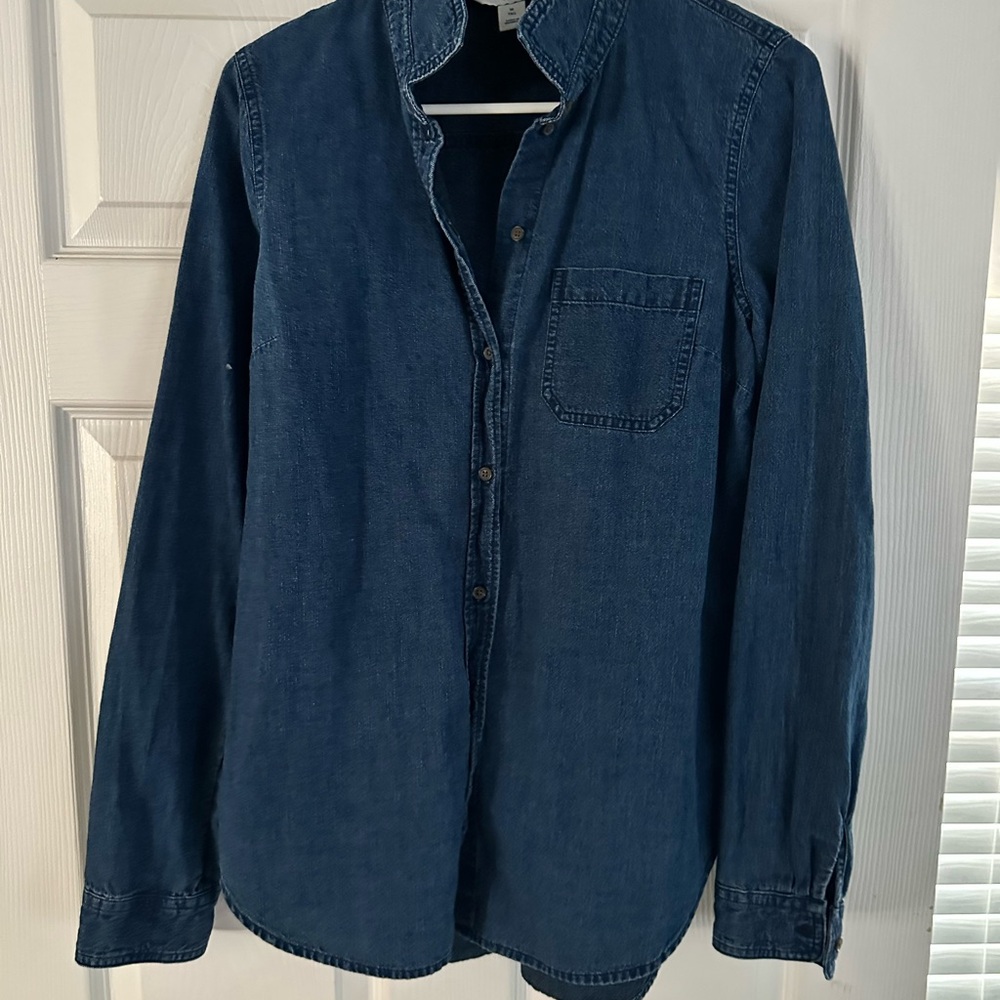 Old Navy Dark Blue Denim Shirt Medium Tall
